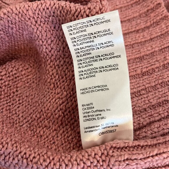 Free People Pink Over-Sized Brookside Slouchy Chunky Sweater Sz Lr - Picture 8 of 10